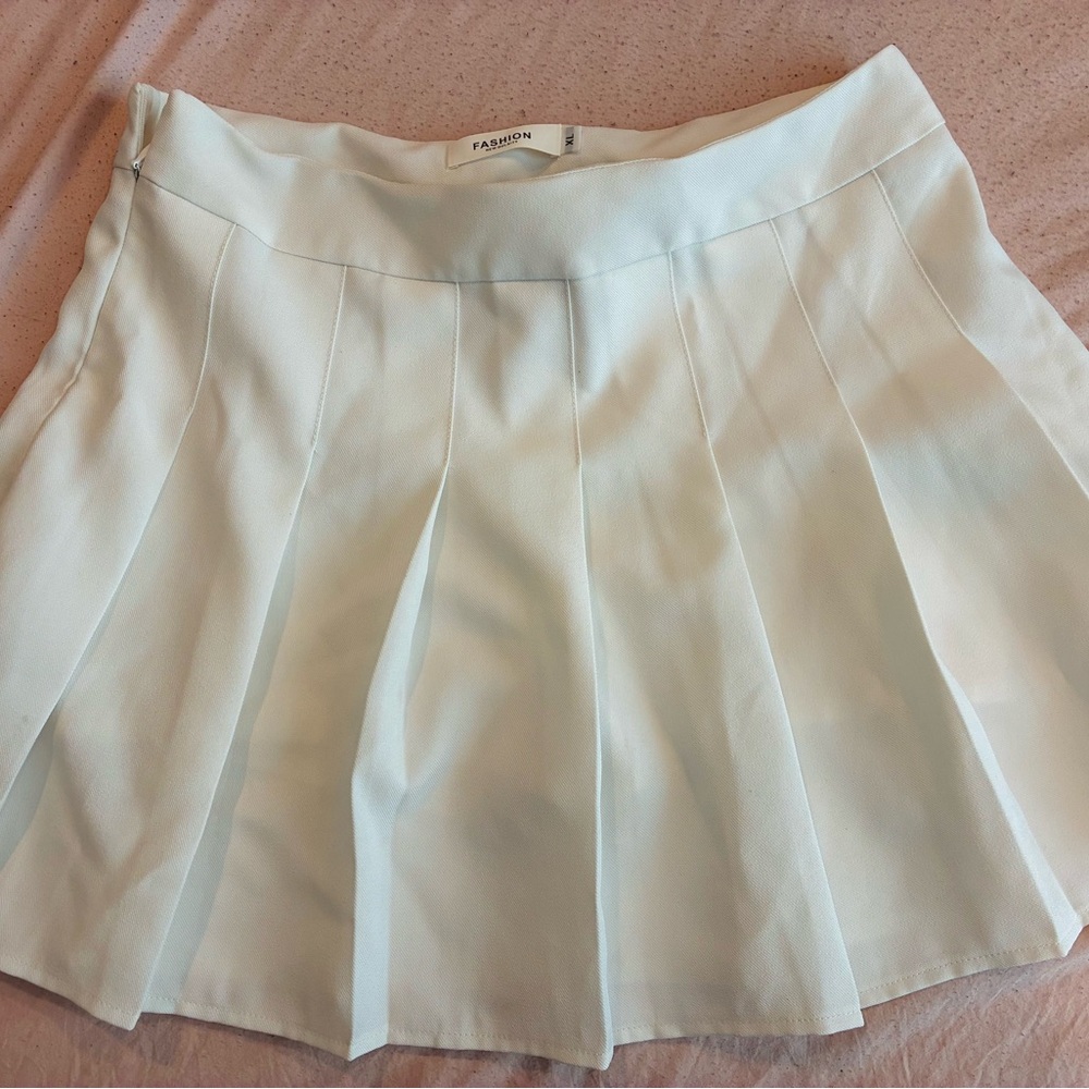 White Pleated Tennis Skirt with Built-In Shorts